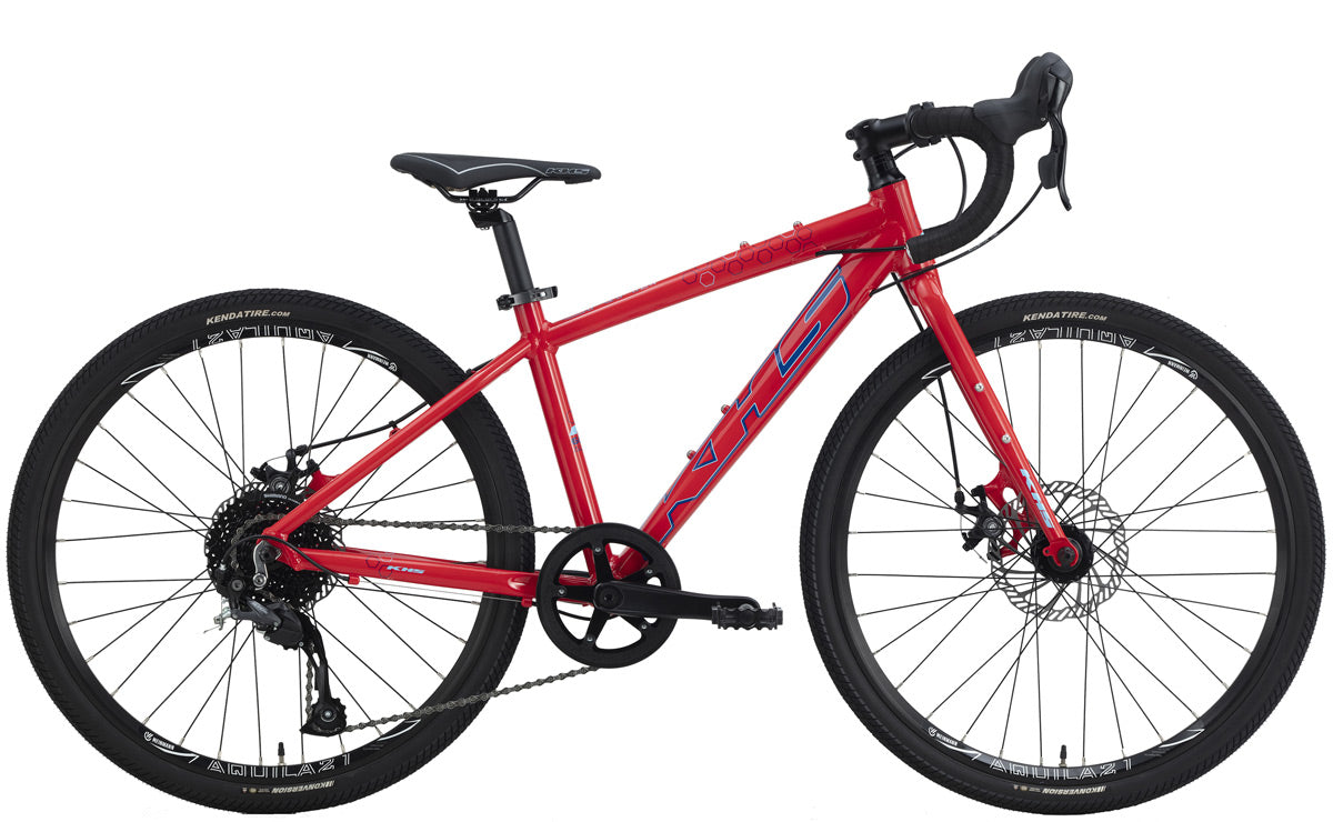 Red 24" KHS grit gravel or road bike for kids.