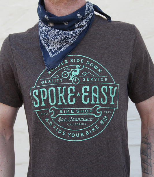 Spoke Easy Badge T Brown /Teal Unisex