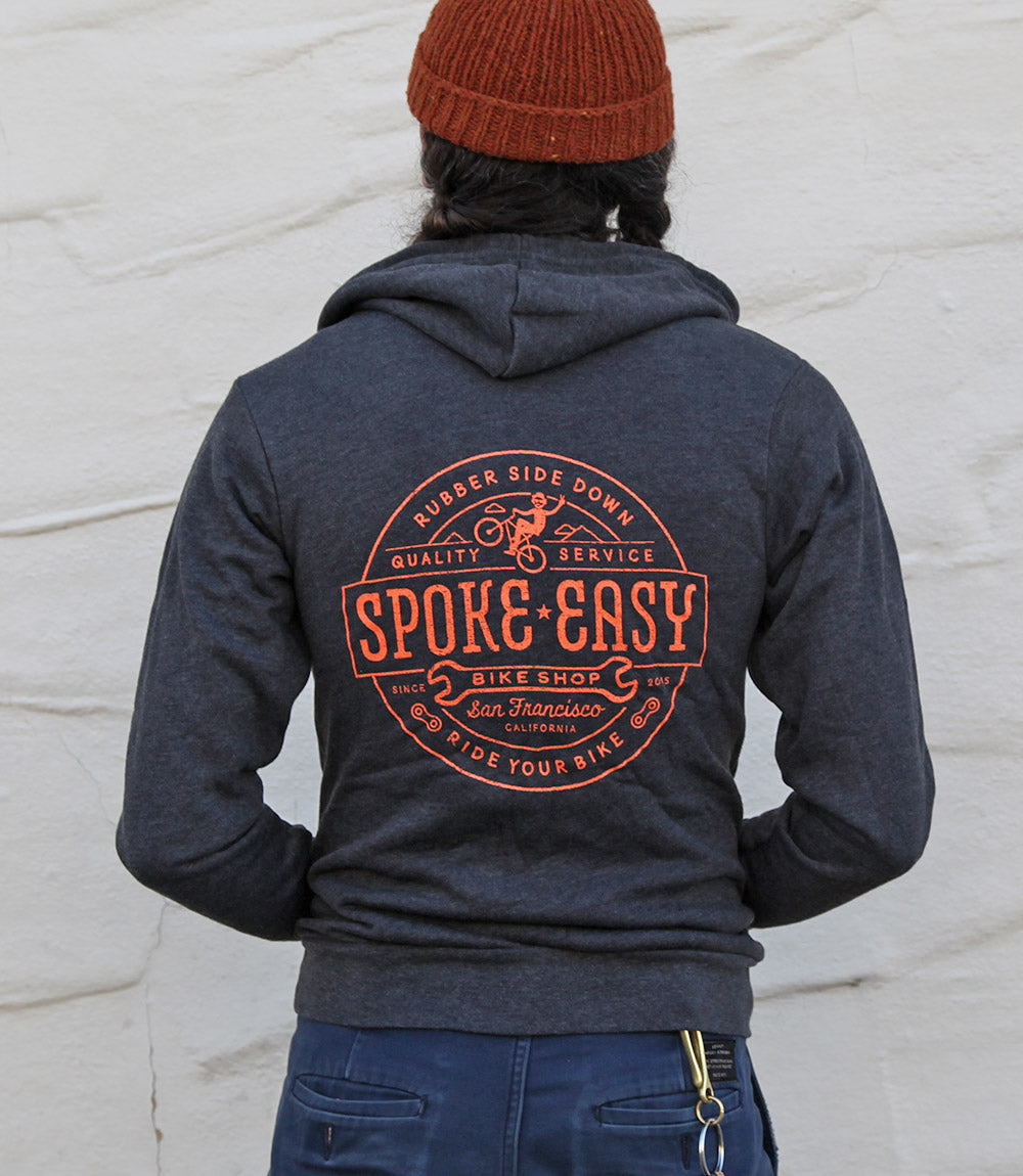 Spoke Easy Badge Hoodie Black / Orange Unisex