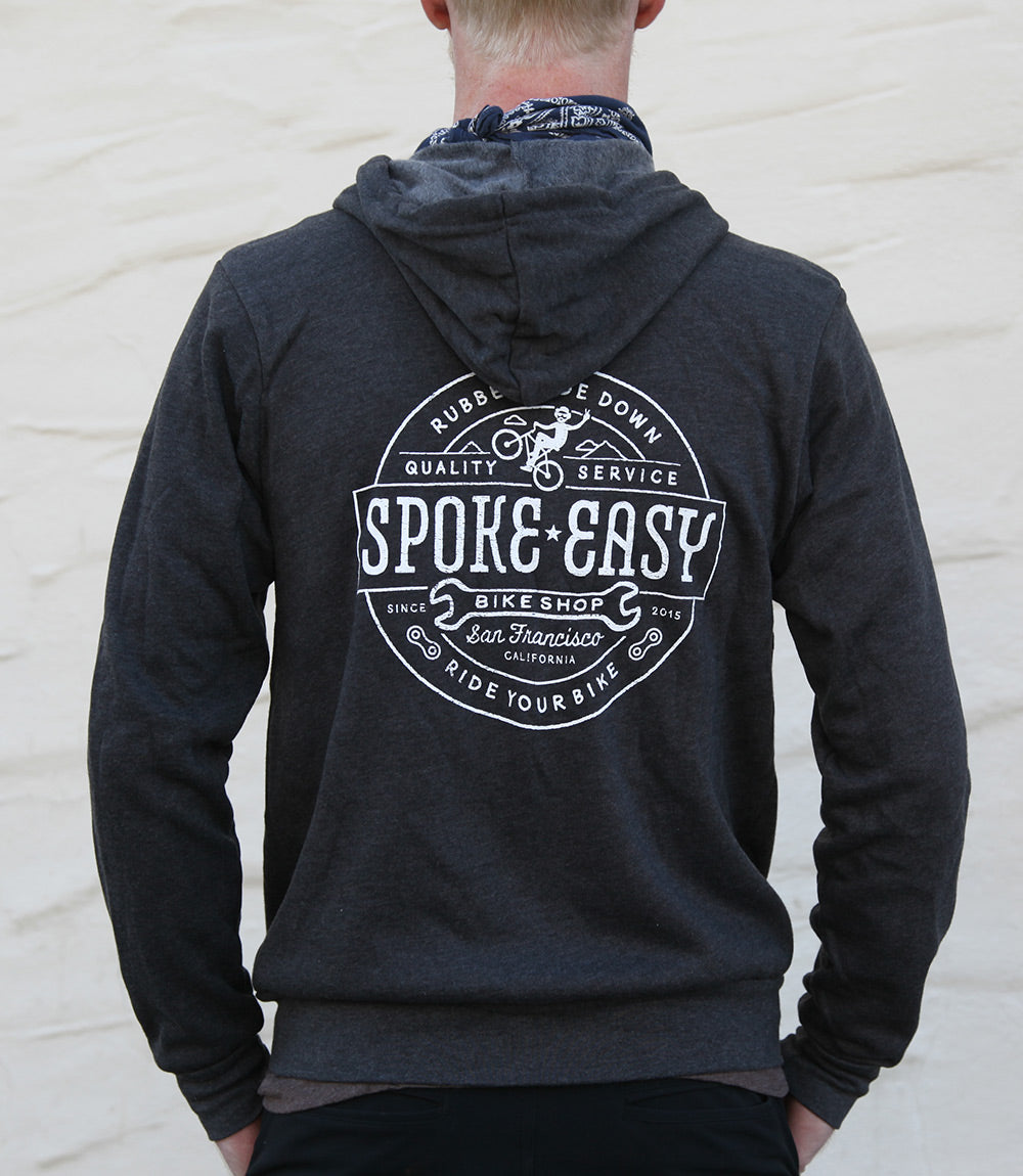 Spoke Easy Badge Hoodie Black & White Unisex